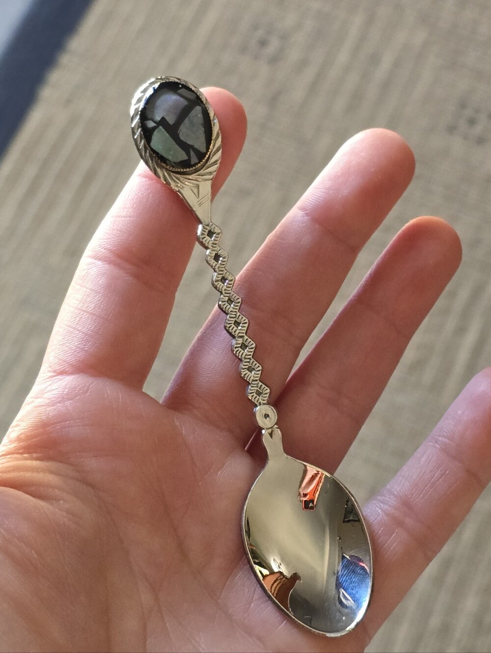 Silver Twisted Handle Souvenir Spoon